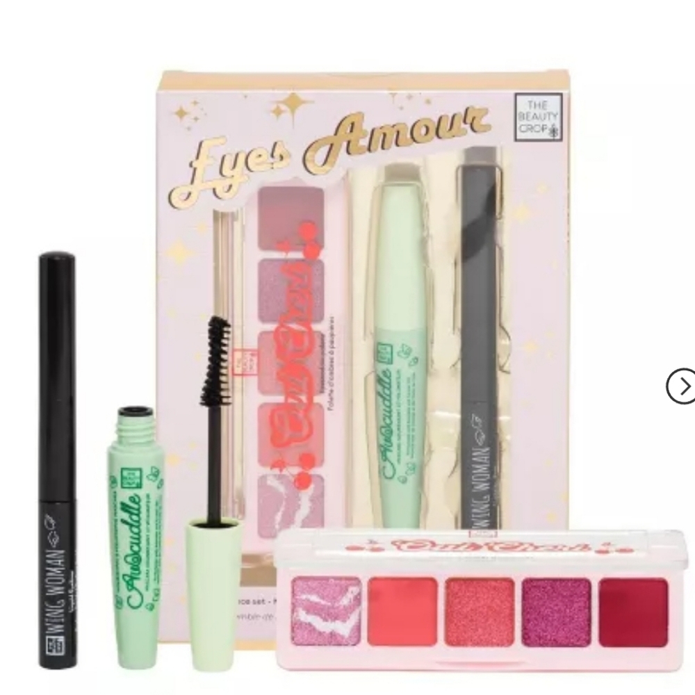 The Beauty Crop Eyes Amour Eye Palette & Mascara Set Pink, Red, & Blk Eye Makeup